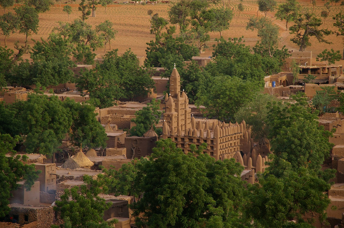 Topic is Travel Destination to Mali. Teli Village in Dogon Country, Bandiagara, Mali.