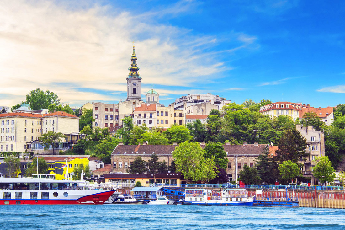 Topic is Travel Destination to Serbia. Beautiful view of the historic center of Belgrade