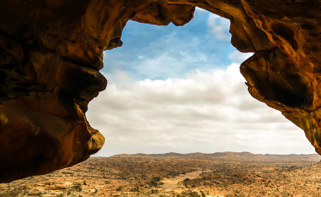 Topic is Travel Destination to Somalia. Cave Laas, Geel Rock interior near Hargeisa in Somalia.