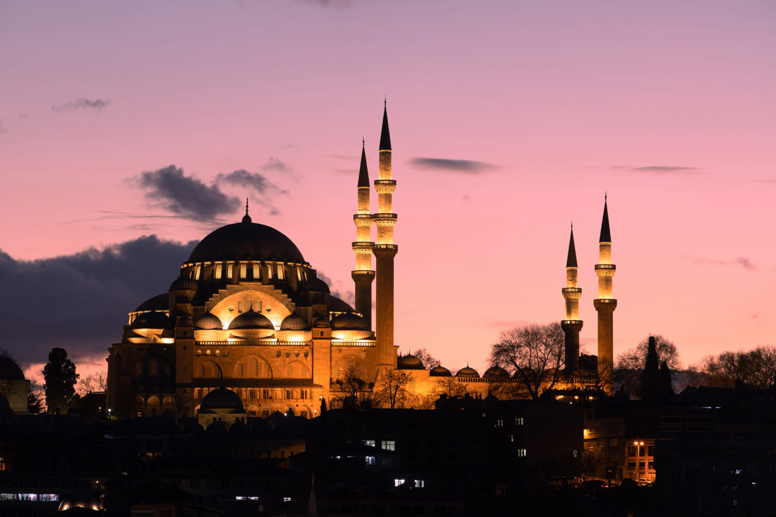 Topic is Travel Destination to Turkey. Suleymaniye Mosque during sunset in Istanbul City,Turkey.