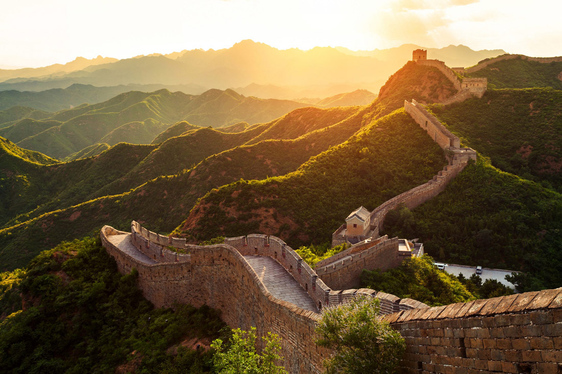 Great Wall of China, an ancient colossal construction and symbol of architectural grandeur.