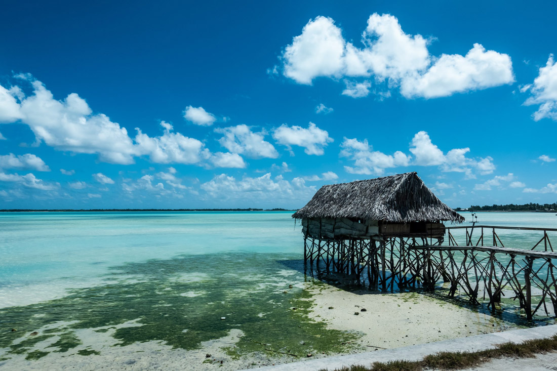 Idyllic beach in Tarawa, Kiribati.