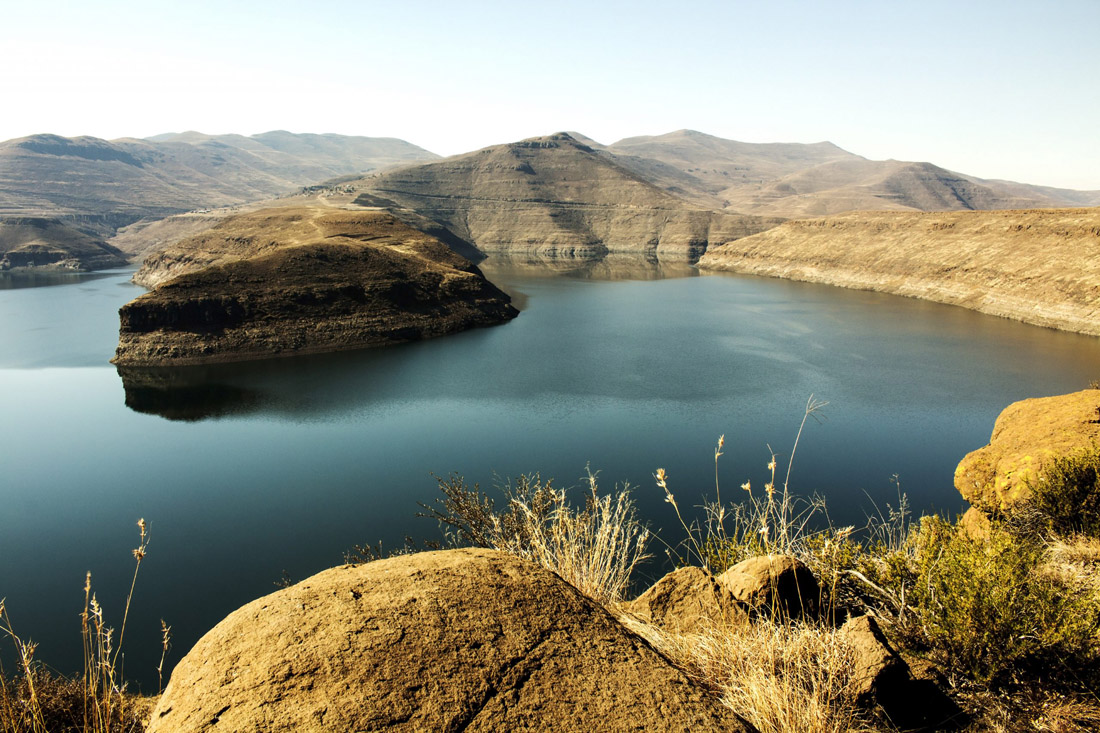 Artistically enhanced landscape of Lesotho's beautiful Drakensberg region in Southern Africa.