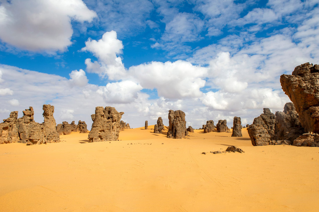Magnificent rock formations in the Libyan Desert near the city of Ghat.