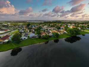 Aerial photo residential neighborhoods Miramar Florida USA
