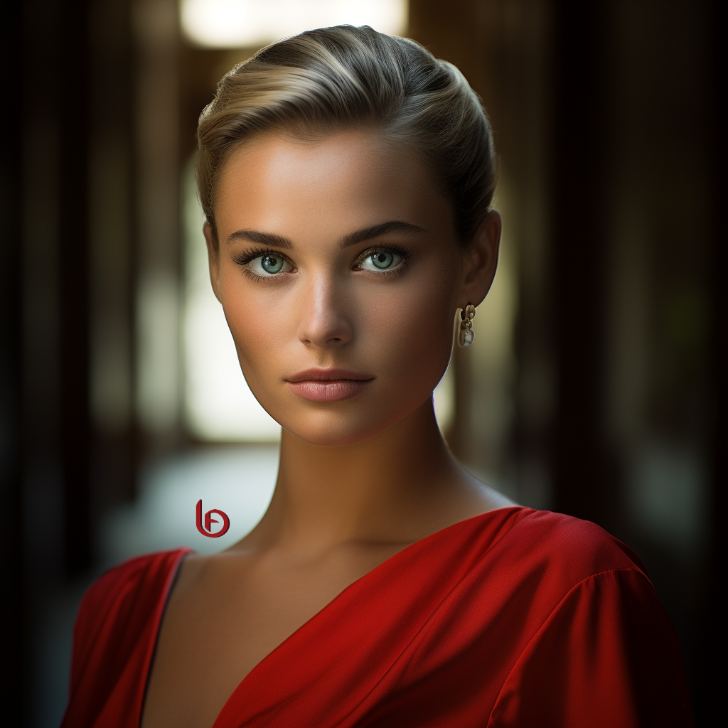Ai-generated image: moody lighting and elegant woman. Ai-generated graphic, MidJourney.
