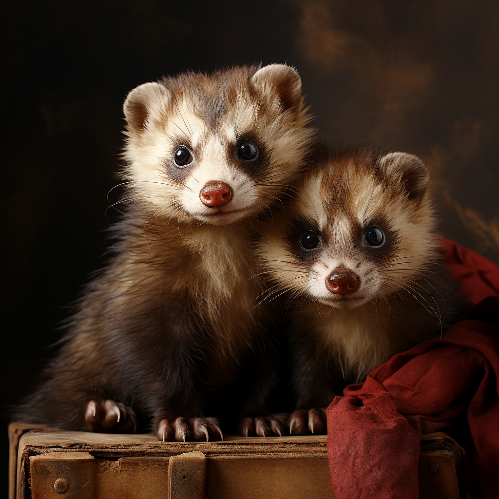 Two Adorable Ferret Siblings