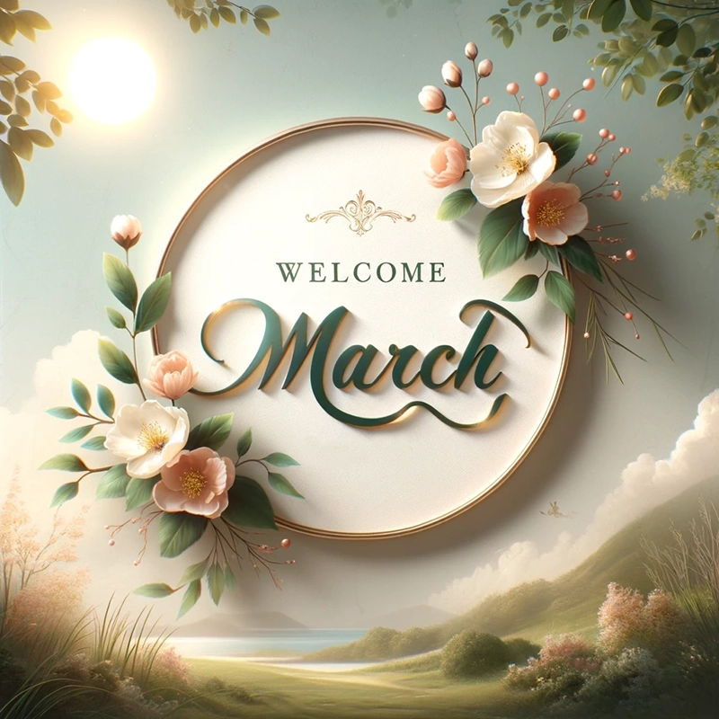Welcome March 2024, a pretty depiction welcoming the 3rd month of the year.