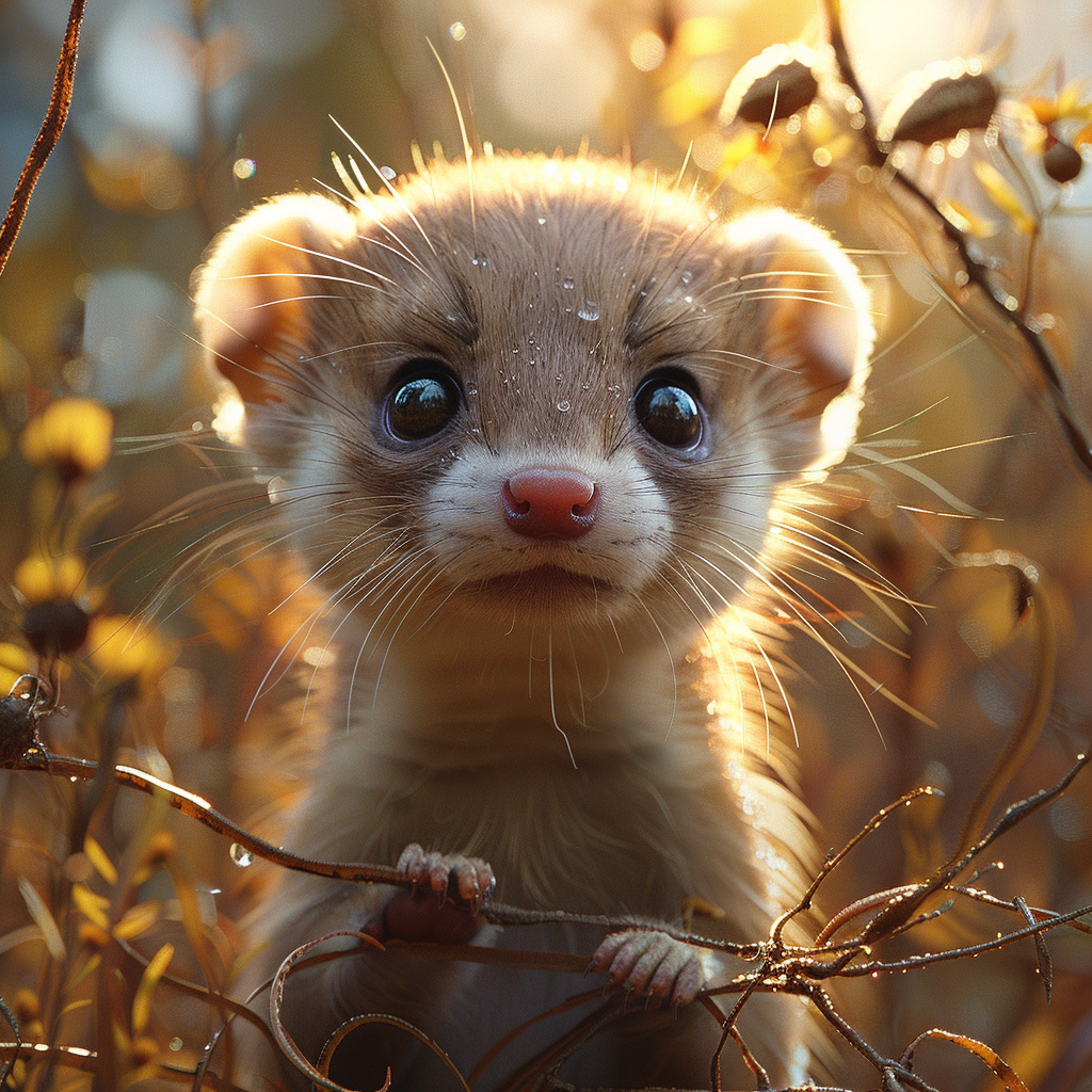 macro photo of baby ferret