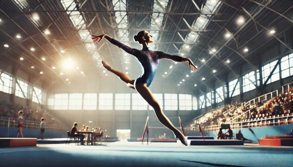 female gymnast performing an elegant floor routine